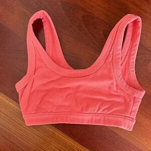 ALO Yoga Vibrant Coral Ribbed Sports Bra